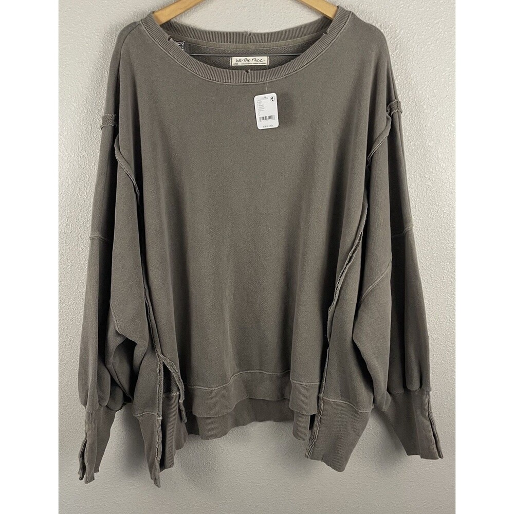 We The Free Womens L Dolphin Gray Camden Cozy Oversize Sweatshirt